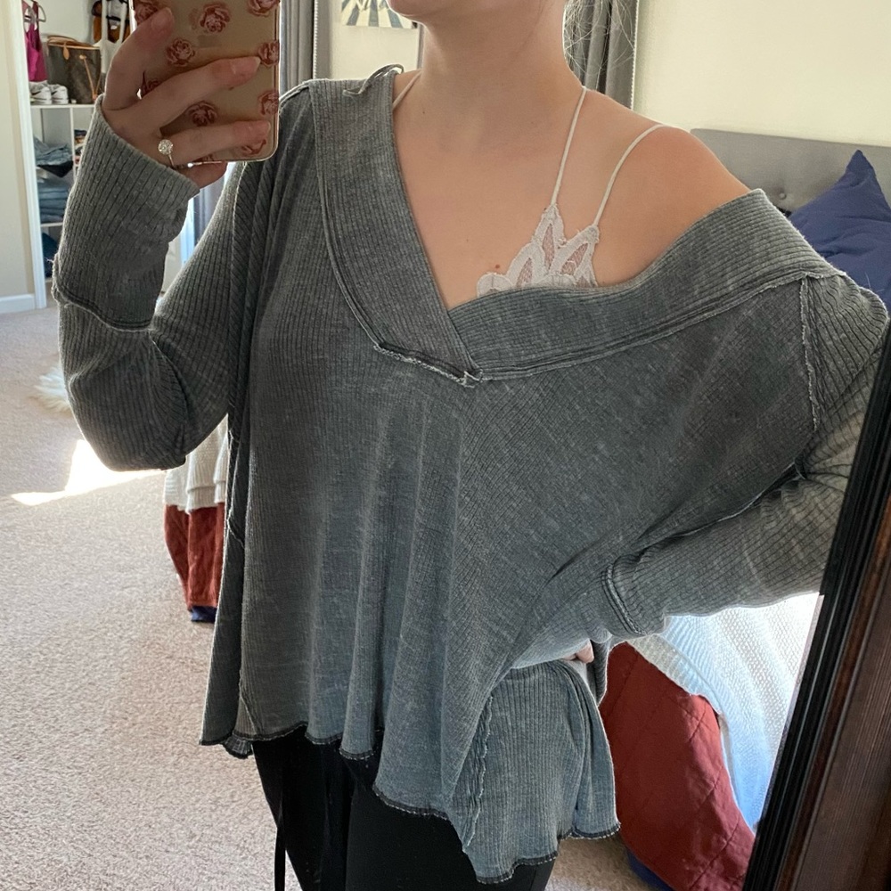 We the Free Free People Charcoal Thermal Top